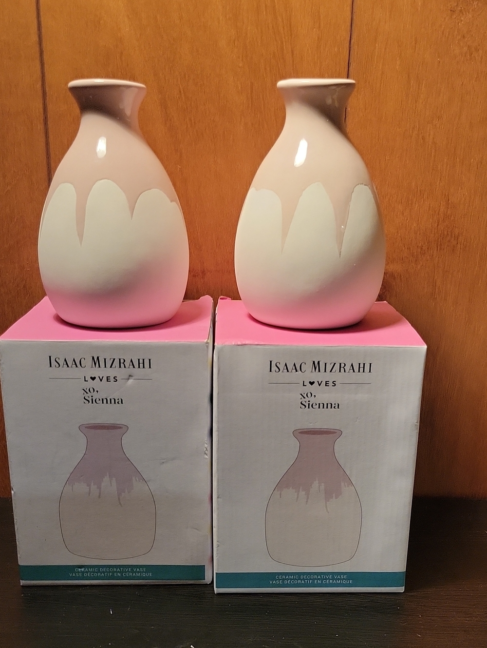 Isaac Mizrahi Pink Ombré Ceramic Vase - Set of 2